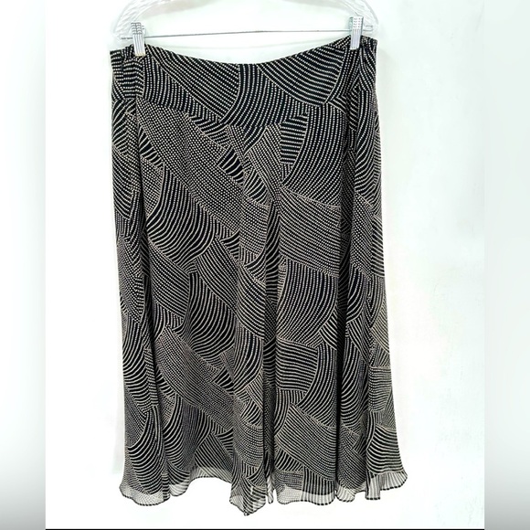 JONES NEW YORK Vintage woman black geometric silk lined classic midi skirt 16W - Picture 2 of 9